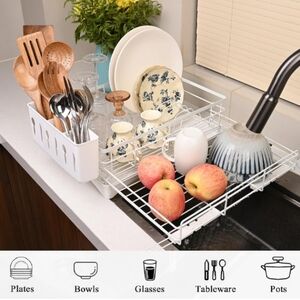 Expandable Over Sink Dish Drying Rack NWOT (White)